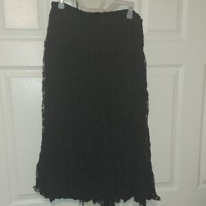 WD.NY Black Lace A-Line Midi Skirt